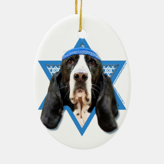 Chanukka-Davidsstern - Basset Hound - Jasmin Keramik Ornament (Hinten)