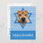 Chanukka-Davidsstern - Chinese Shar Pei Feiertagspostkarte (Vorne/Hinten)