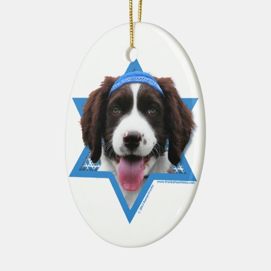Chanukka-Davidsstern - Englischer SpringerSpaniel Keramikornament (Links)