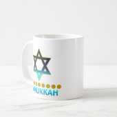 Chanukka-Davidsstern Menorah Kaffeetasse (Vorderseite Links)