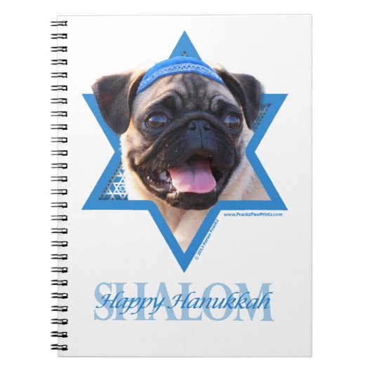 Chanukka-Davidsstern - Mops Notizblock (Vorderseite)