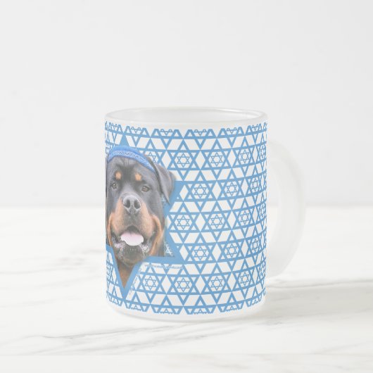 Chanukka-Davidsstern - Rottweiler Mattglastasse (VorderseiteRechts)