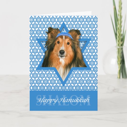 Chanukka-Davidsstern - Sheltie Feiertagskarte (Vorderseite)