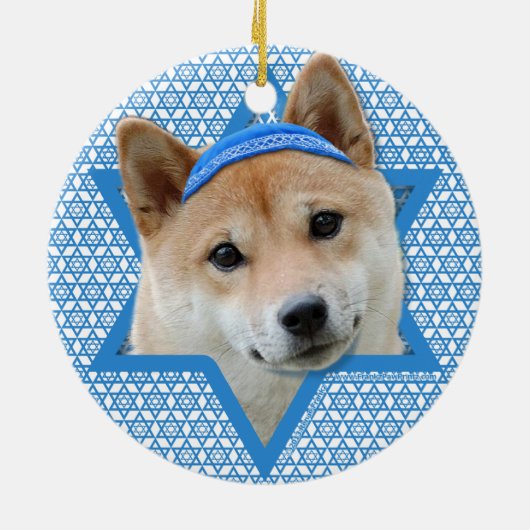 Chanukka-Davidsstern - Shiba Inu Keramikornament (Hinten)