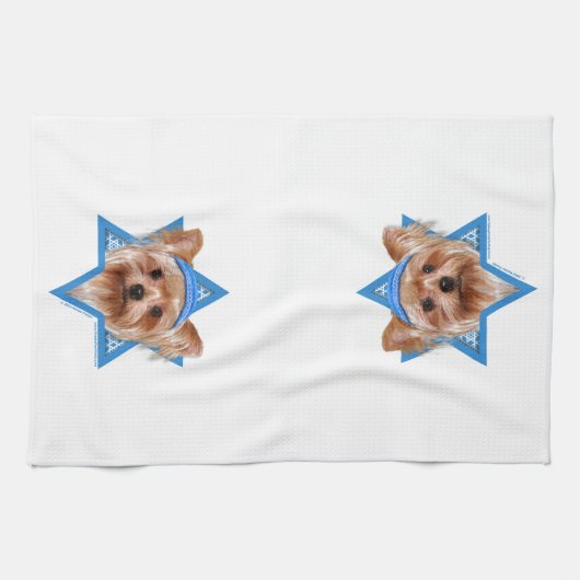 Chanukka-Davidsstern - Yorkshire Terrier Geschirrtuch (Horizontal)