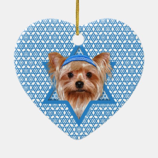Chanukka-Davidsstern - Yorkshire Terrier Keramik Ornament (Hinten)