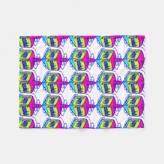 Chanukka Dreidel Fleecedecke (Vorderseite (Horizontal))