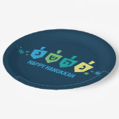 Chanukka-Dreidel-Party-Teller Pappteller (Schrägansicht)