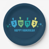 Chanukka-Dreidel-Party-Teller Pappteller (Vorderseite)