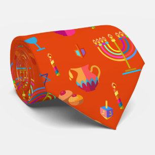 Chanukka-Festparty-Trendy-Rot-Doodle-Muster Krawatte