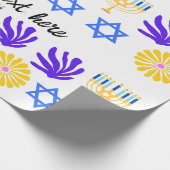 Chanukka-Geschenkpapier – Menora, Davidstern Geschenkpapier (Ecke)