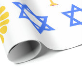Chanukka-Geschenkpapier – Menora, Davidstern Geschenkpapier (Rolleneckpunkt)