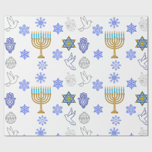 Chanukka-Geschenkpapier mit Menora-Muster Geschenkpapier
