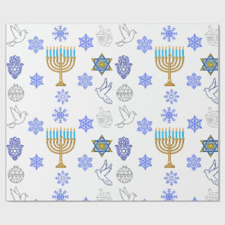 Chanukka-Geschenkpapier mit Menora-Muster Geschenkpapier