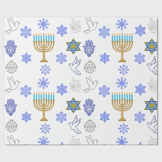 Chanukka-Geschenkpapier mit Menora-Muster Geschenkpapier (Flach)