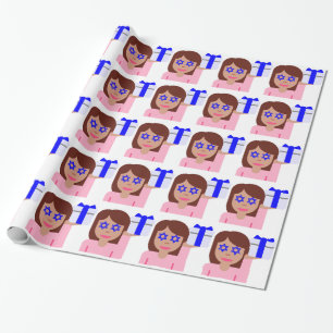 Chanukka-Haarschwung-Emoji Geschenkpapier