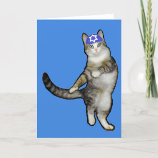 Chanukka-Karte für Jungen-Tanzen-Katze Feiertagskarte