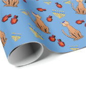 Chanukka-Katze Dreidel Blau-Packpapier Geschenkpapier (Rolleneckpunkt)
