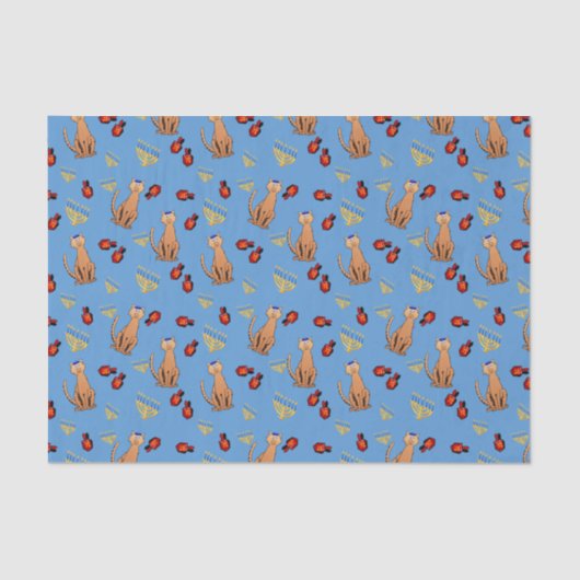 Chanukka-Katze Dreidel blaues Seidenpapier (Vorderseite)