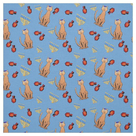 Chanukka-Katze Dreidel blaues Verpackungs-Gewebe Stoff (Muster)