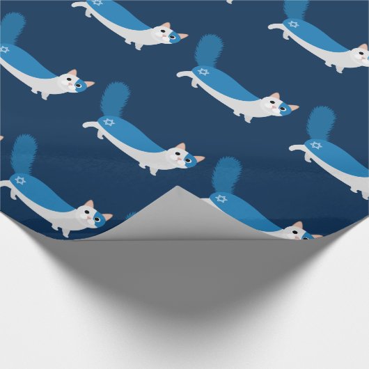 Chanukka-Katze Geschenkpapier (Ecke)