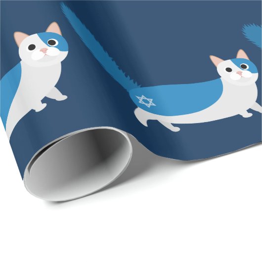 Chanukka-Katze Geschenkpapier (Rolleneckpunkt)