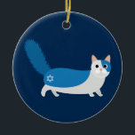 Chanukka-Katze Keramikornament<br><div class="desc">Ein großes Geschenk für Katzenliebhaber auf Chanukah!</div>