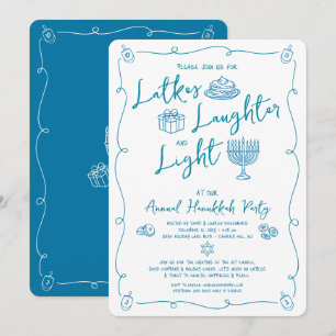 Chanukka Latke Lachen Licht Whimsicaler Spaß Doodl Einladung