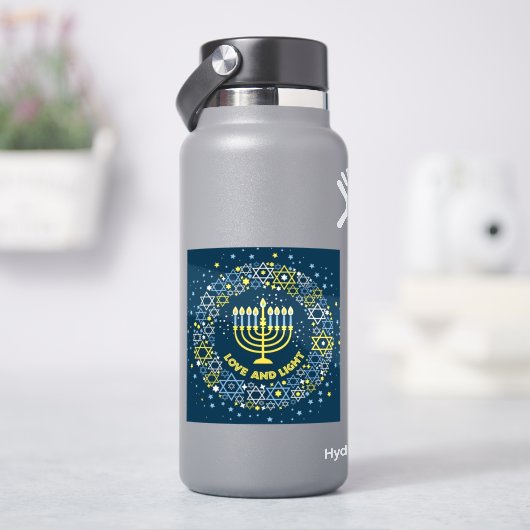 Chanukka-Menora Davidstern Kranz Aufkleber (HydroFlask)