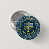 Chanukka-Menora Davidstern Kranz Button (Vorne & Hinten)