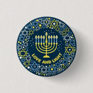 Chanukka-Menora Davidstern Kranz Button