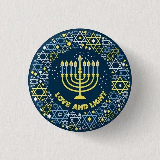 Chanukka-Menora Davidstern Kranz Button (Vorderseite)