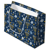 Chanukka-Menora-Geschenktasche Große Geschenktüte (Vorderseite Schrägansicht)