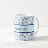 Chanukka-Menora Stern Davids Doodle-Kunststil Kaffeetasse (VorderseiteRechts)
