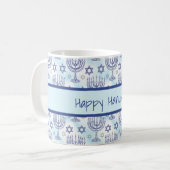 Chanukka-Menora Stern Davids Doodle-Kunststil Kaffeetasse (Vorderseite Links)
