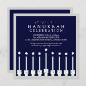 Chanukka Menorah mit Kerzen im Tupfen Einladung (Vorne/Hinten)