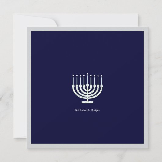 Chanukka Menorah mit Kerzen im Tupfen Einladung (Rückseite)
