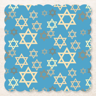Chanukka Moderne Blaue Goldene Davidstern Untersetzer