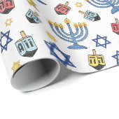 Chanukka-Muster - Festival der Lichter Geschenkpapier (Rolleneckpunkt)