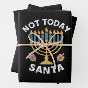 Chanukka Nicht Heute Weihnachtsmann Jüdisch Chanuk Geschenkpapier Set