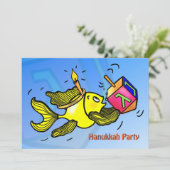 CHANUKKA-PARTY EINLADUNG lustiges niedliches (Stehend Vorderseite)