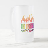 Chanukka-Regenbogen Menorah Mattglas Bierglas (Vorderseite Links)