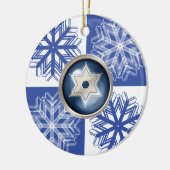 Chanukka-Schneeflocke-Davidsstern Keramik Ornament (Links)