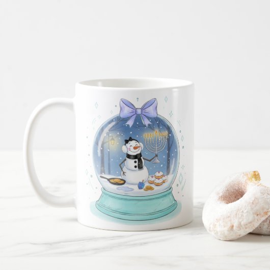 Chanukka-Schneekugel Kaffeetasse (Mit Donut)