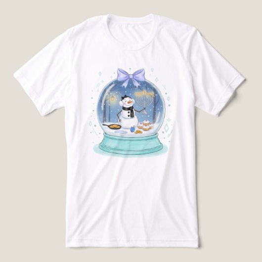 Chanukka-Schneekugel Tri-Blend Shirt (Design Vorderseite)