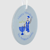 Chanukka-Schneemann Menorah Chrismukkah Andenken Ornament (Vorderseite)
