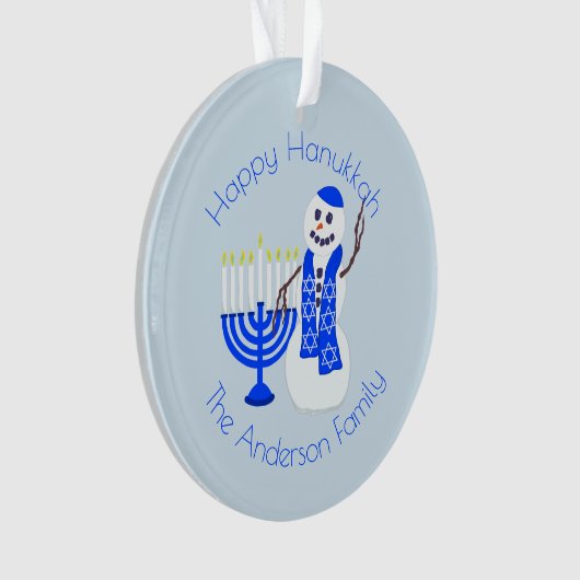 Chanukka-Schneemann Menorah Chrismukkah Andenken Ornament (Vorderseite)