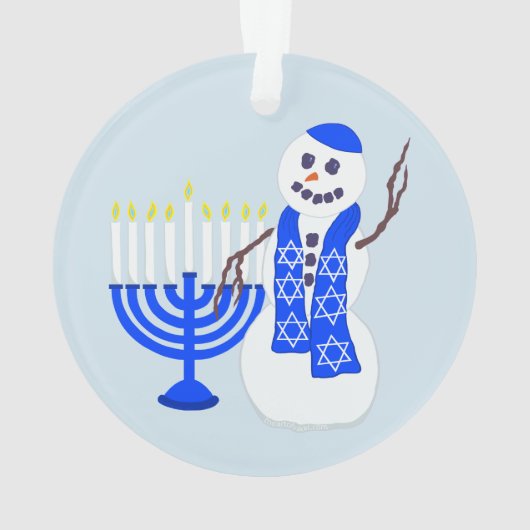 Chanukka-Schneemann Menorah Chrismukkah Andenken Ornament (Rückseite)