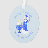 Chanukka-Schneemann Menorah Chrismukkah Andenken Ornament (Vorderseite)