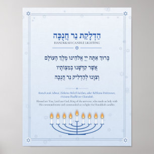 Chanukka-Segen-Hebräisch-Plakat - Blau & Silber Poster